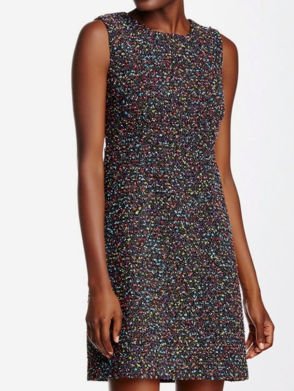 Diane von Furstenberg Black Rainbow Dot Carrie Tweed  Dress - Size - 2 - NWT